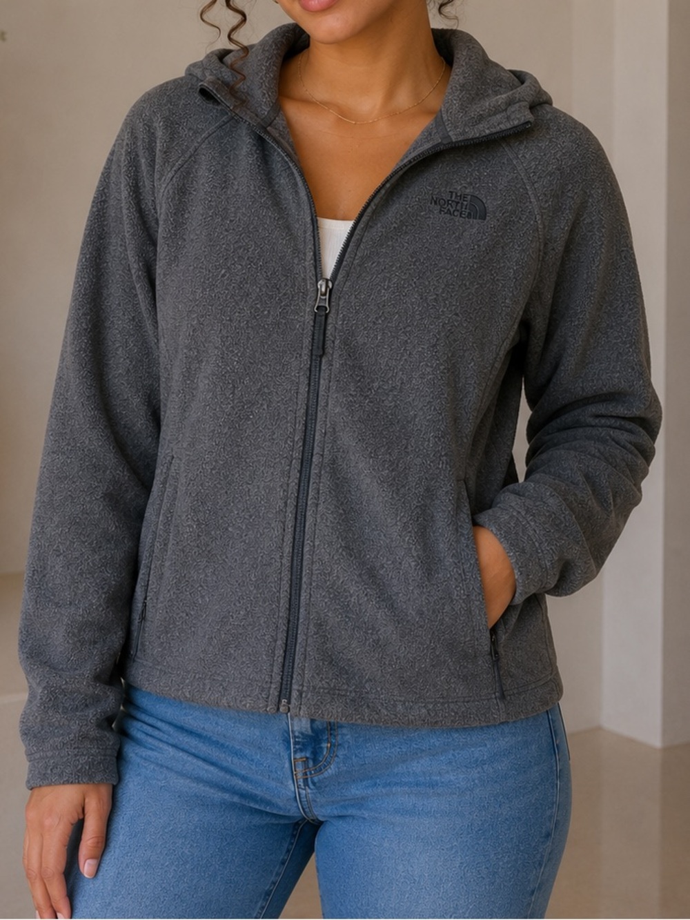 The North Face Charcoal Gray Full-Zip Fleece Jacket
